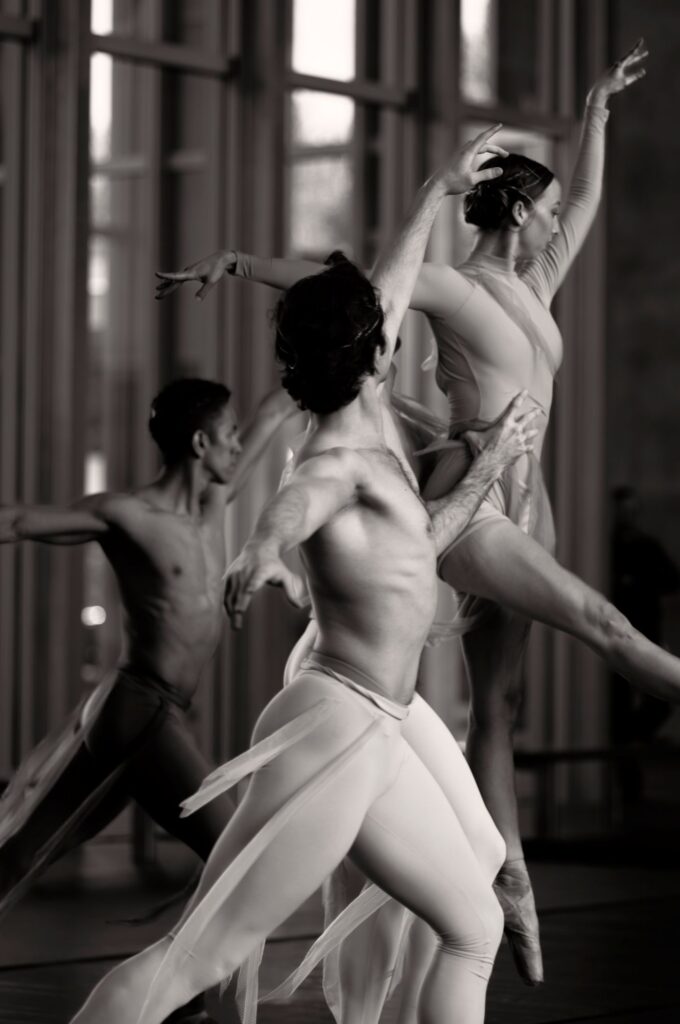 A black and white image of some dancers by Ted Forbes