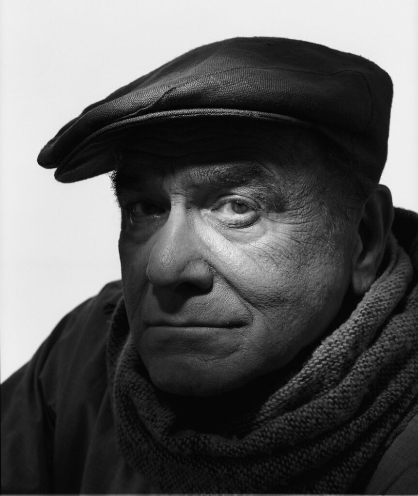 A black and white image of a man by Bob London.