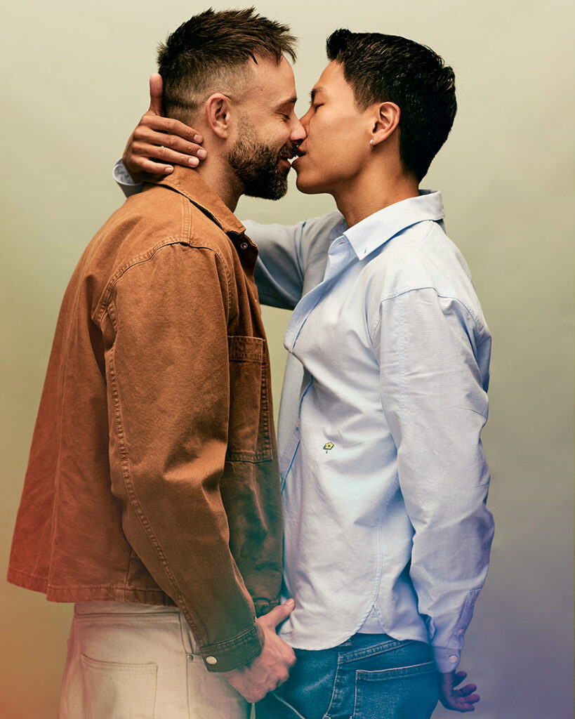 A photograph of two people kissing by Nick Wong.