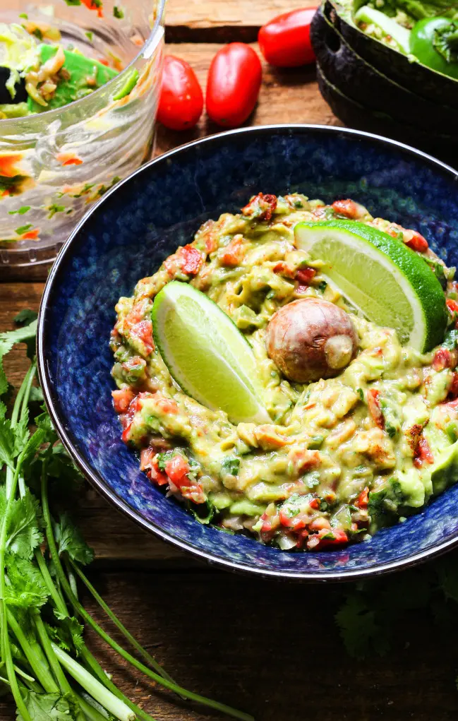 Food props and ingredients with yard sale bowl.