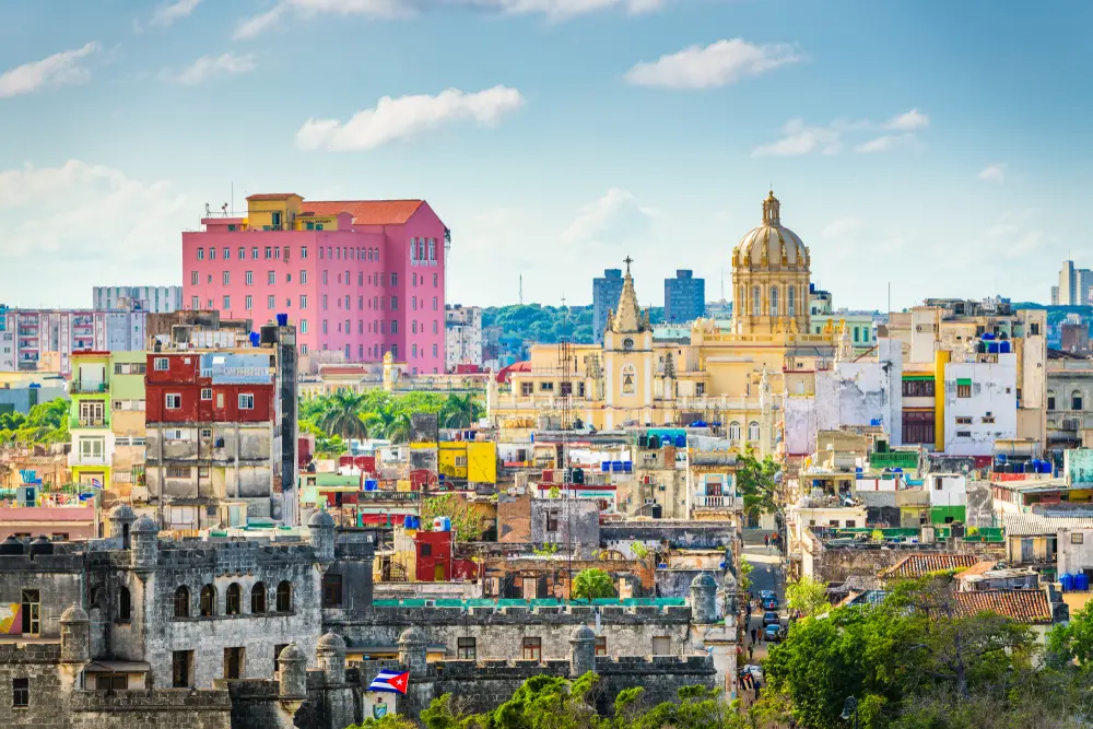 A colorful cityscape in broad daylight. Emotional urban landscape photography using light and color.