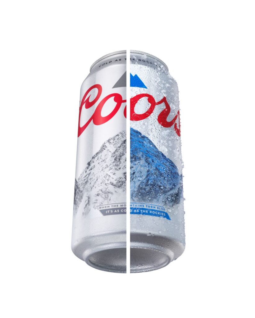A photograph of a can of Coors shot at an angle by Jonathan Knowles.