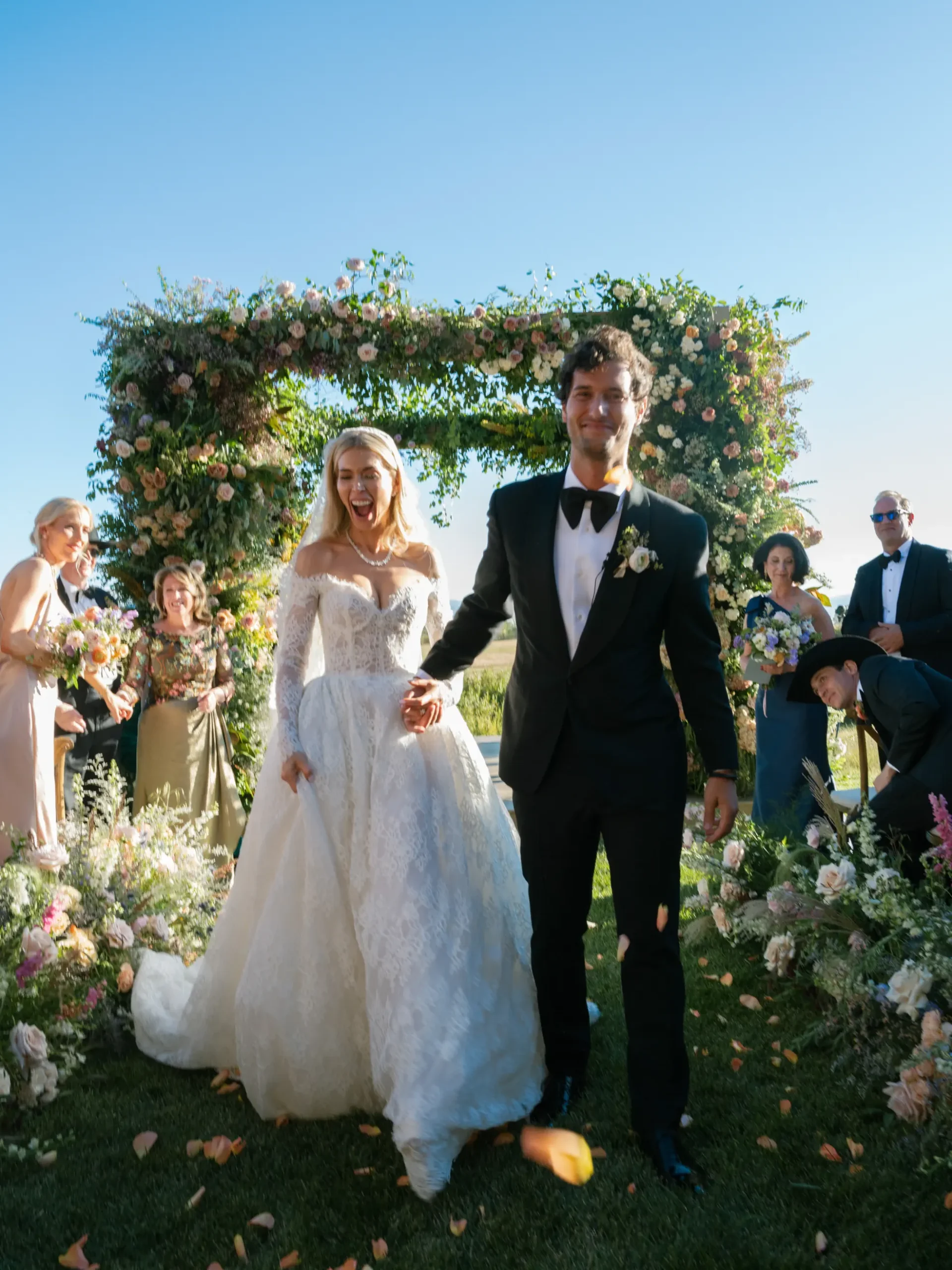 An image of a bride and groom walking back down the aisle.