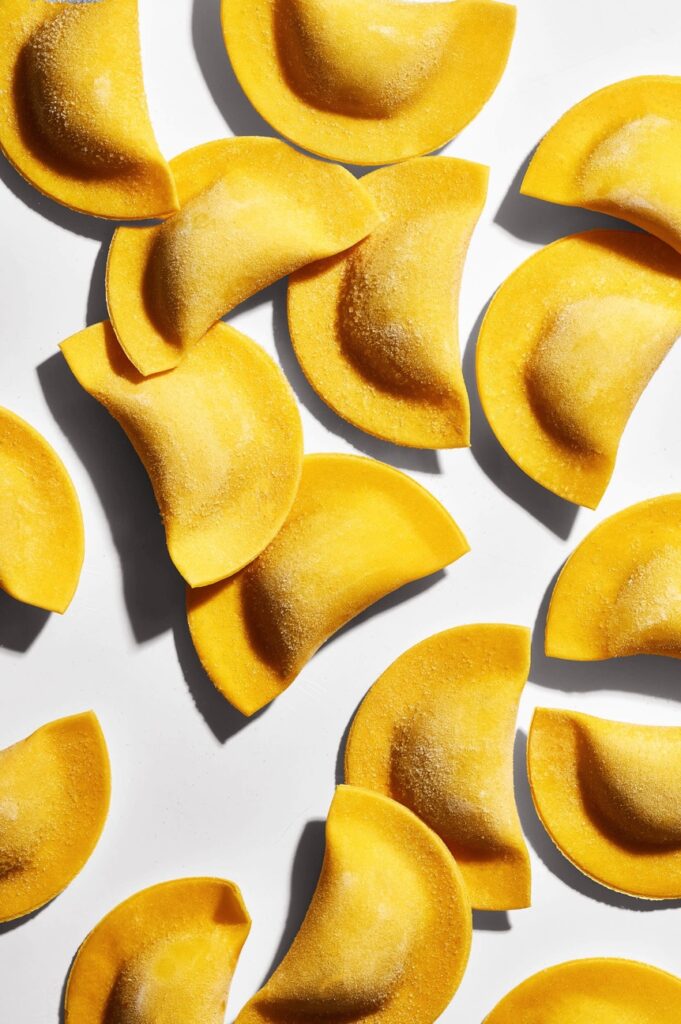 An image of some perogies photographed by Rachel Korinek.