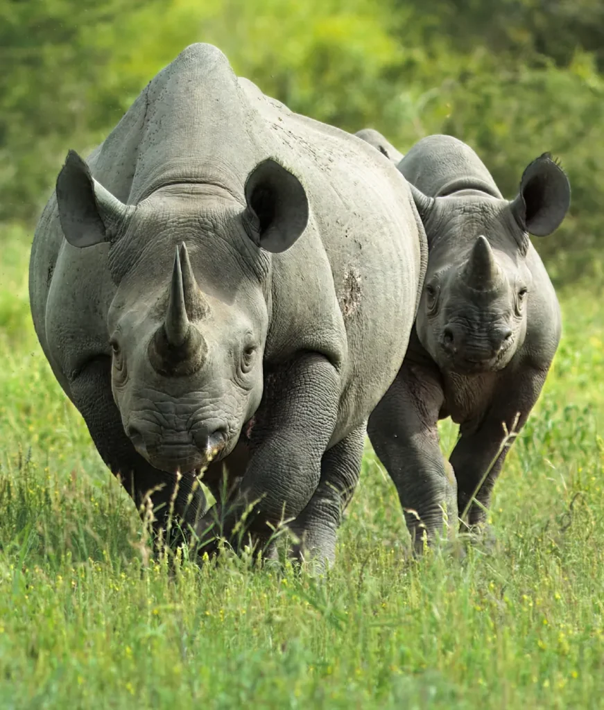 An image of two black rhinos by Mario Fazekas.