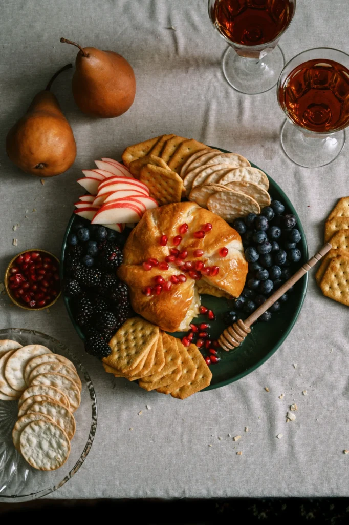 An image of baked brie photographed by Michele Lee.