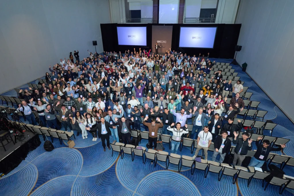 An aerial photo of a group of people at a seminar by Victor Coker Jr.