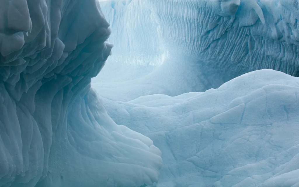 An image of an ice-covered crevasse by Rachael Talibart