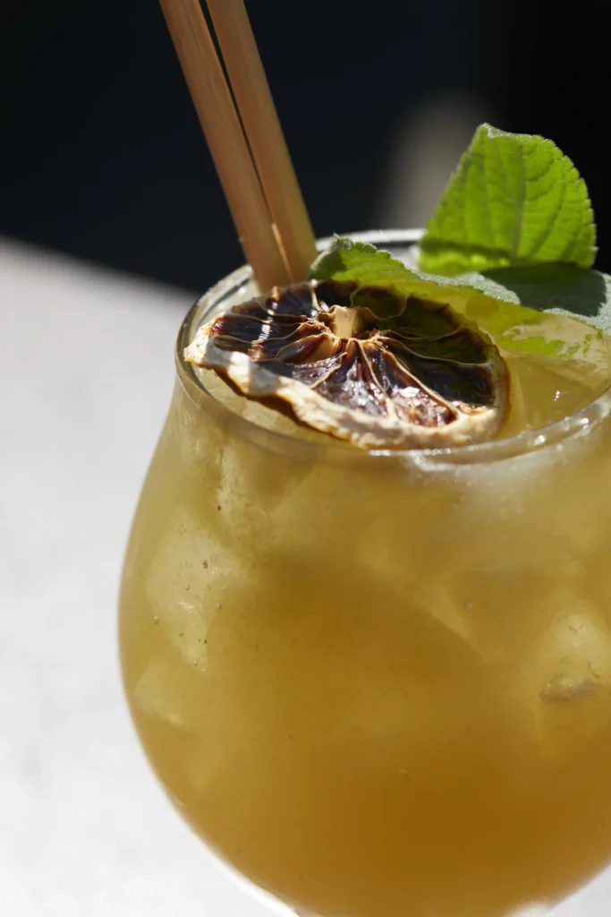 A close up photograph of a mojito drink by Shelly Waldman.