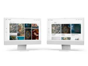 A mockup image of the Foto app on a web browser.