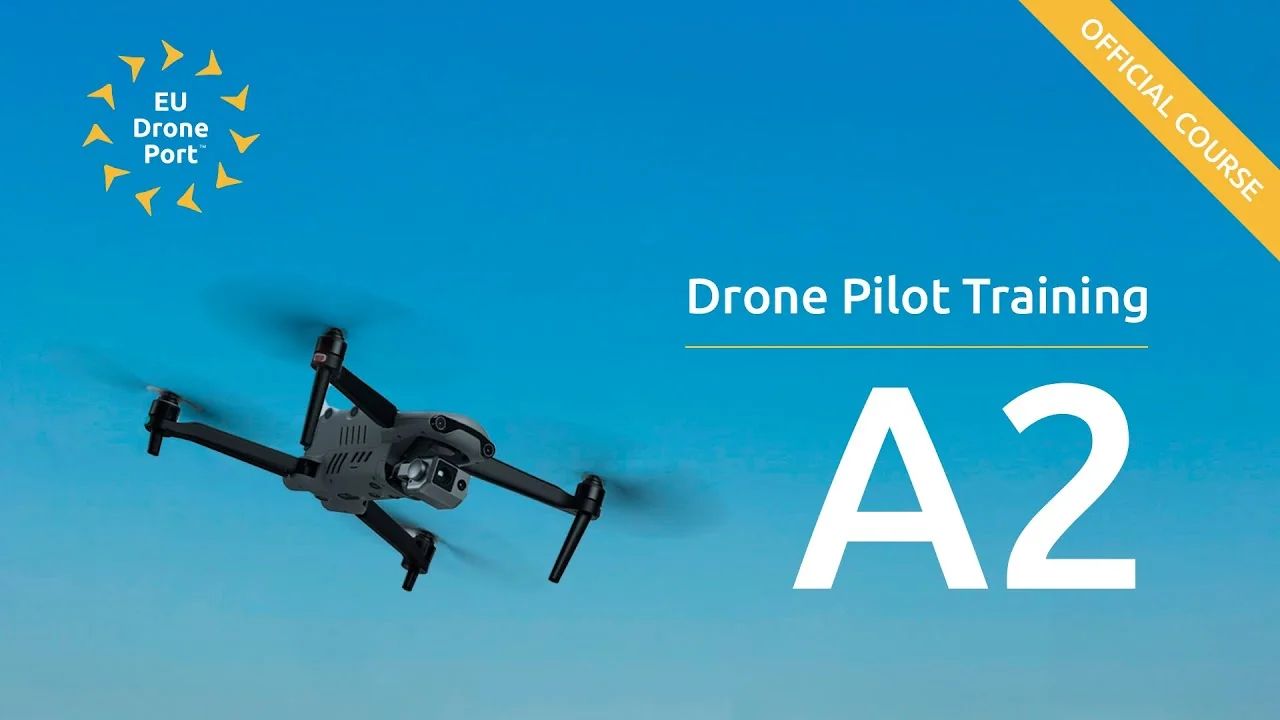 A Drone Pilot Training A2 course banner with a drone silhouette
